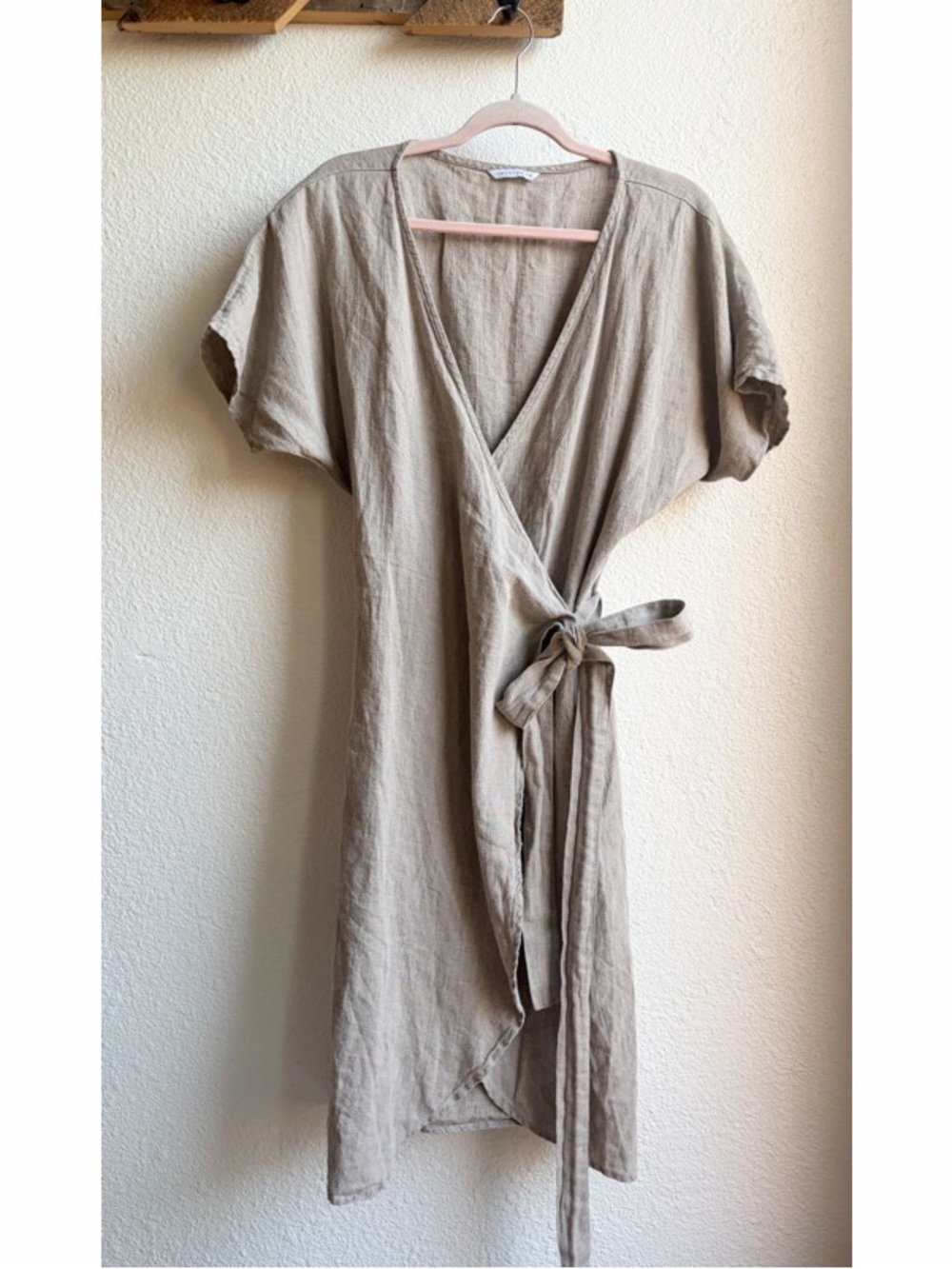 Linenfox Mimosa Linen Wrap Dress Natural Grey S/M